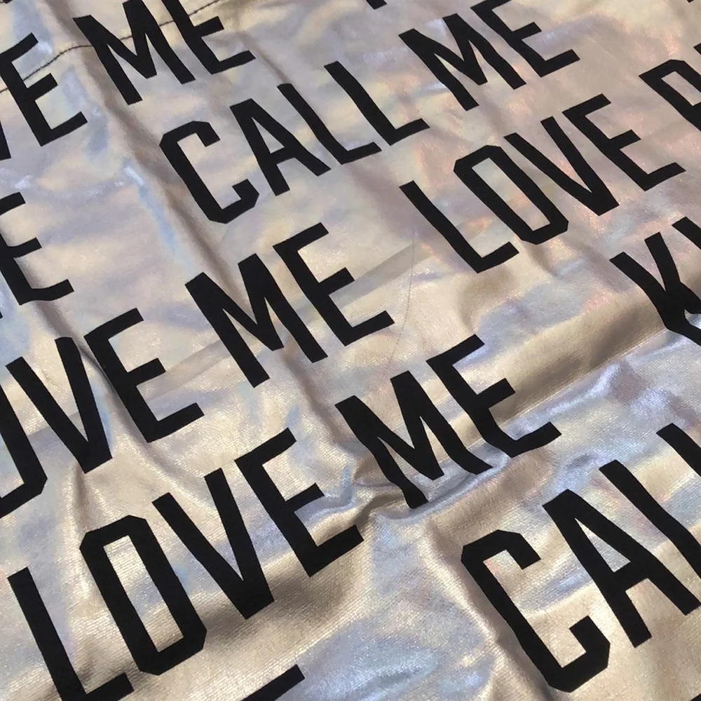 Victoria’s Secret Silver Metallic Love Me Kiss Me Call Me Tote Bag